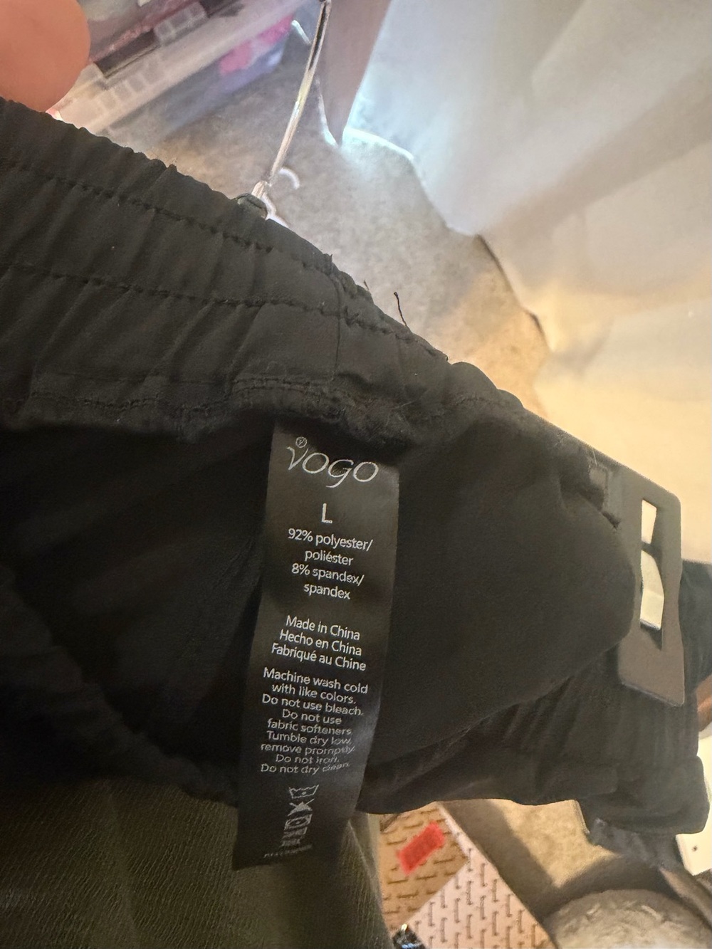 Black Drawstring Track Pants with White Side Stripe - Picture 6 of 6